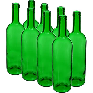 Weinflasche 0,75 L, grün – 8er-Pack