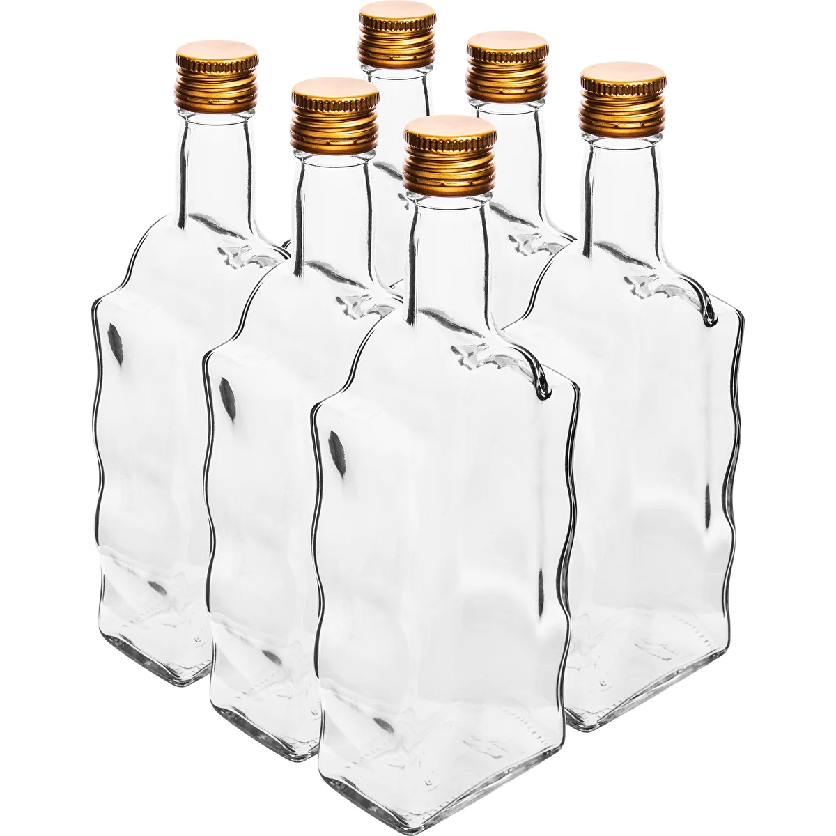 Klosterflasche 500 ml, mit Schraubverschluss, klar – 6 Stück