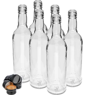 6er-Set: Schlanke 500-ml-Glasflaschen mit schwarzem Schraubverschluss – für Wodka – photo 3