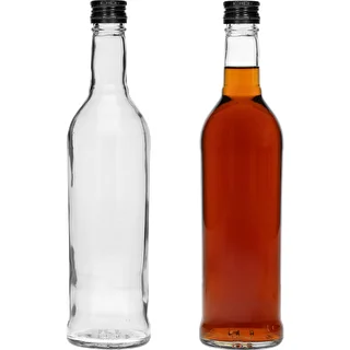 6er-Set: Schlanke 500-ml-Glasflaschen mit schwarzem Schraubverschluss – für Wodka – photo 5