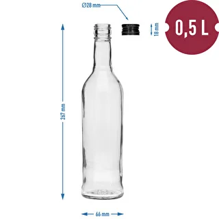 6er-Set: Schlanke 500-ml-Glasflaschen mit schwarzem Schraubverschluss – für Wodka – photo 7