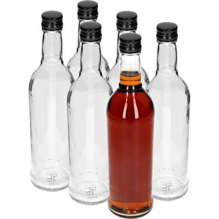 6er-Set: Schlanke 500-ml-Glasflaschen mit schwarzem Schraubverschluss – für Wodka – photo 2
