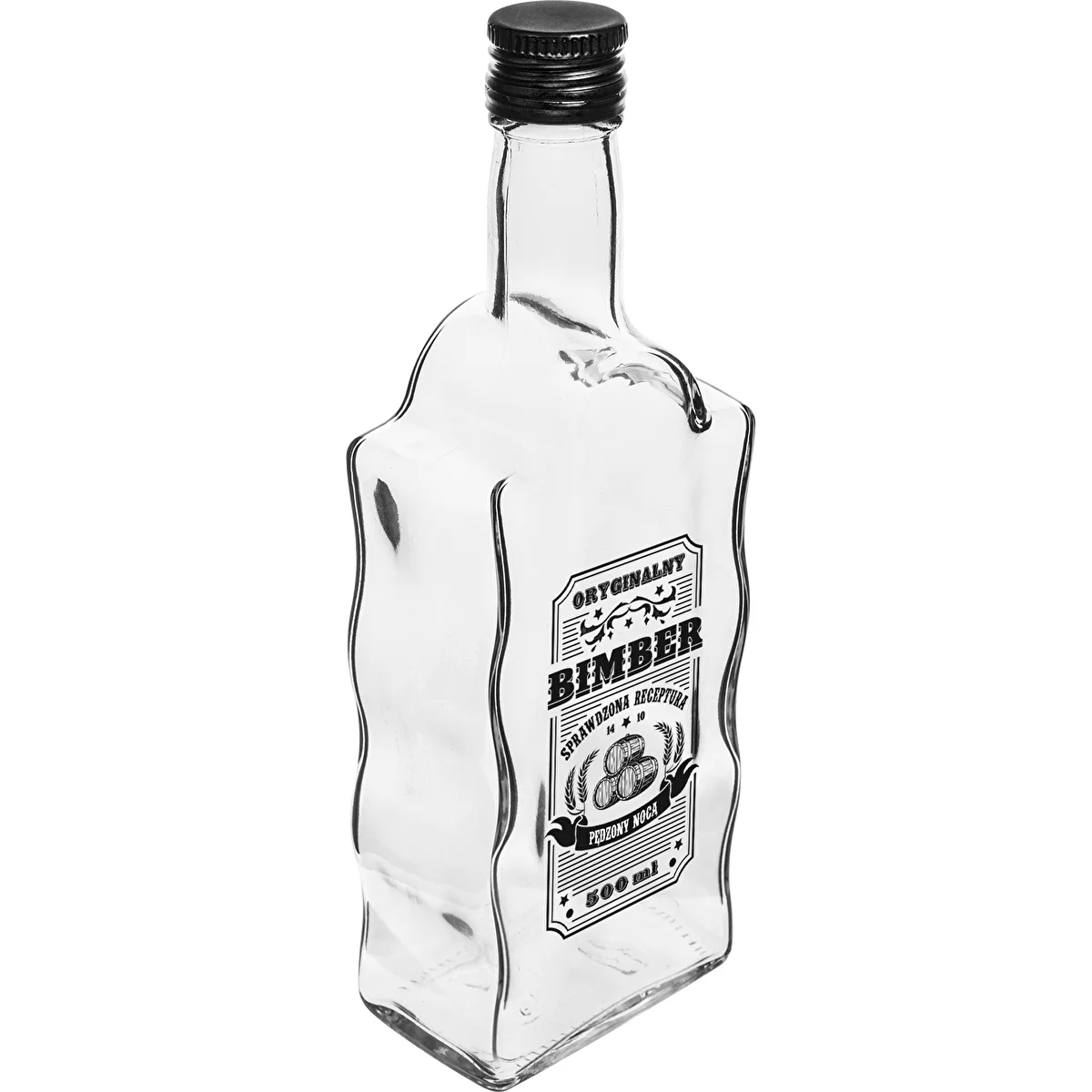 Klasztorna-Flasche 500 ml mit Schraubverschluss, Aufdruck „Bimber“, 1 Stück
