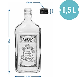 Flachmann-Flasche 500 ml mit Schraubverschluss, Aufdruck „Hauslikör“, 1 Stk. – photo 4