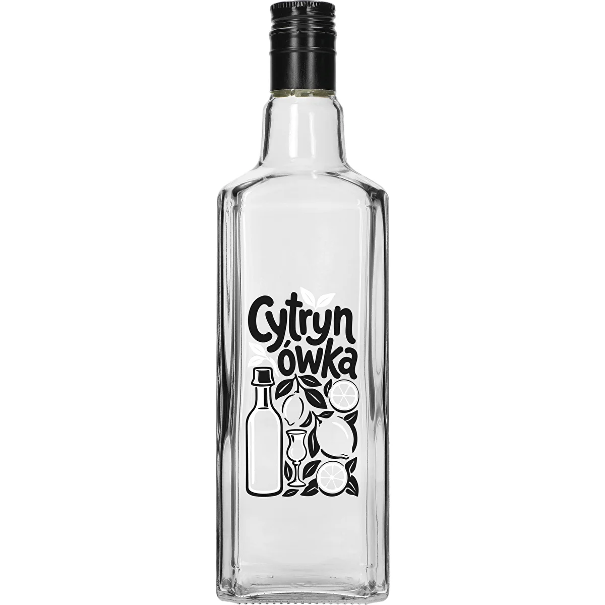 Tynktura-Flasche 500 ml mit Aufdruck „Cytrynówka“ und Schraubverschluss