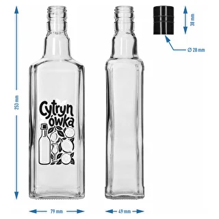 Tynktura-Flasche 500 ml mit Aufdruck „Cytrynówka“ und Schraubverschluss – photo 5