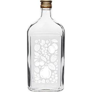 Flachmann-Flasche 500 ml mit Schraubverschluss und Aufdruck „Früchte“, Muster 2