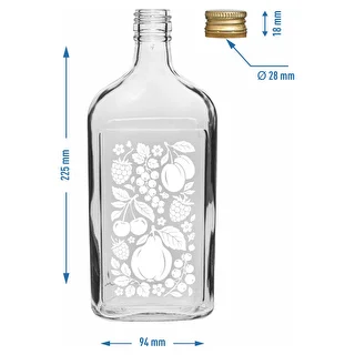 Flachmann-Flasche 500 ml mit Schraubverschluss und Aufdruck „Früchte“, Muster 2 – photo 5