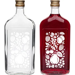 Flachmann-Flasche 500 ml mit Schraubverschluss und Aufdruck „Früchte“, Muster 2 – photo 3