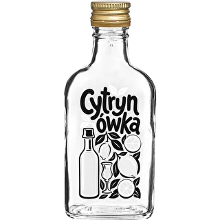 Flachmann-Flasche 200 ml mit Schraubverschluss und Aufdruck „Cytrynówka”, Motiv 1
