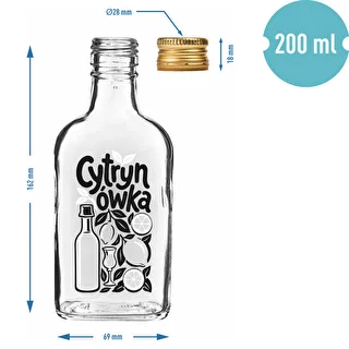Flachmann-Flasche 200 ml mit Schraubverschluss und Aufdruck „Cytrynówka”, Motiv 1 – photo 4