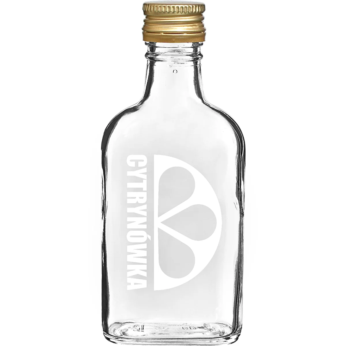 Flachmann-Flasche 200 ml mit Schraubverschluss und Aufdruck „Cytrynówka“, Design 2