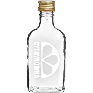Flachmann-Flasche 200 ml mit Schraubverschluss und Aufdruck „Cytrynówka“, Design 2