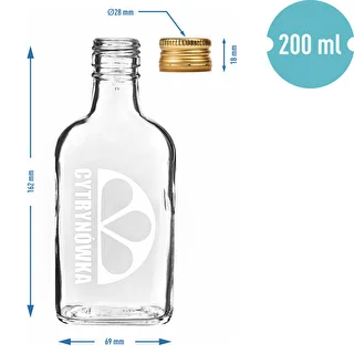 Flachmann-Flasche 200 ml mit Schraubverschluss und Aufdruck „Cytrynówka“, Design 2 – photo 4