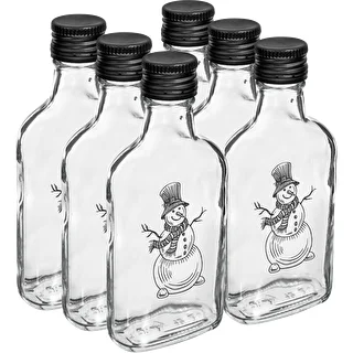 Flachmann-Flasche 200 ml mit Schraubverschluss, Motiv „Schneemann“, 1 Stück – photo 4