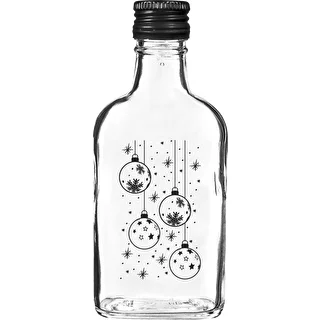 Flachmann-Flasche 200 ml mit Schraubverschluss, Motiv „Weihnachtskugeln“, 1 Stück – photo 1