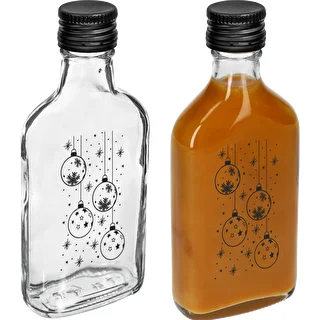 Flachmann-Flasche 200 ml mit Schraubverschluss, Motiv „Weihnachtskugeln“, 1 Stück – photo 3