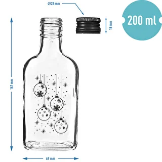 Flachmann-Flasche 200 ml mit Schraubverschluss, Motiv „Weihnachtskugeln“, 1 Stück – photo 5