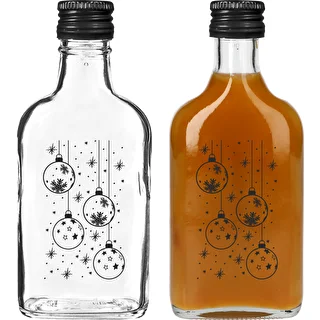 Flachmann-Flasche 200 ml mit Schraubverschluss, Motiv „Weihnachtskugeln“, 1 Stück – photo 2
