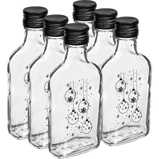 Flachmann-Flasche 200 ml mit Schraubverschluss, Motiv „Weihnachtskugeln“, 1 Stück – photo 4