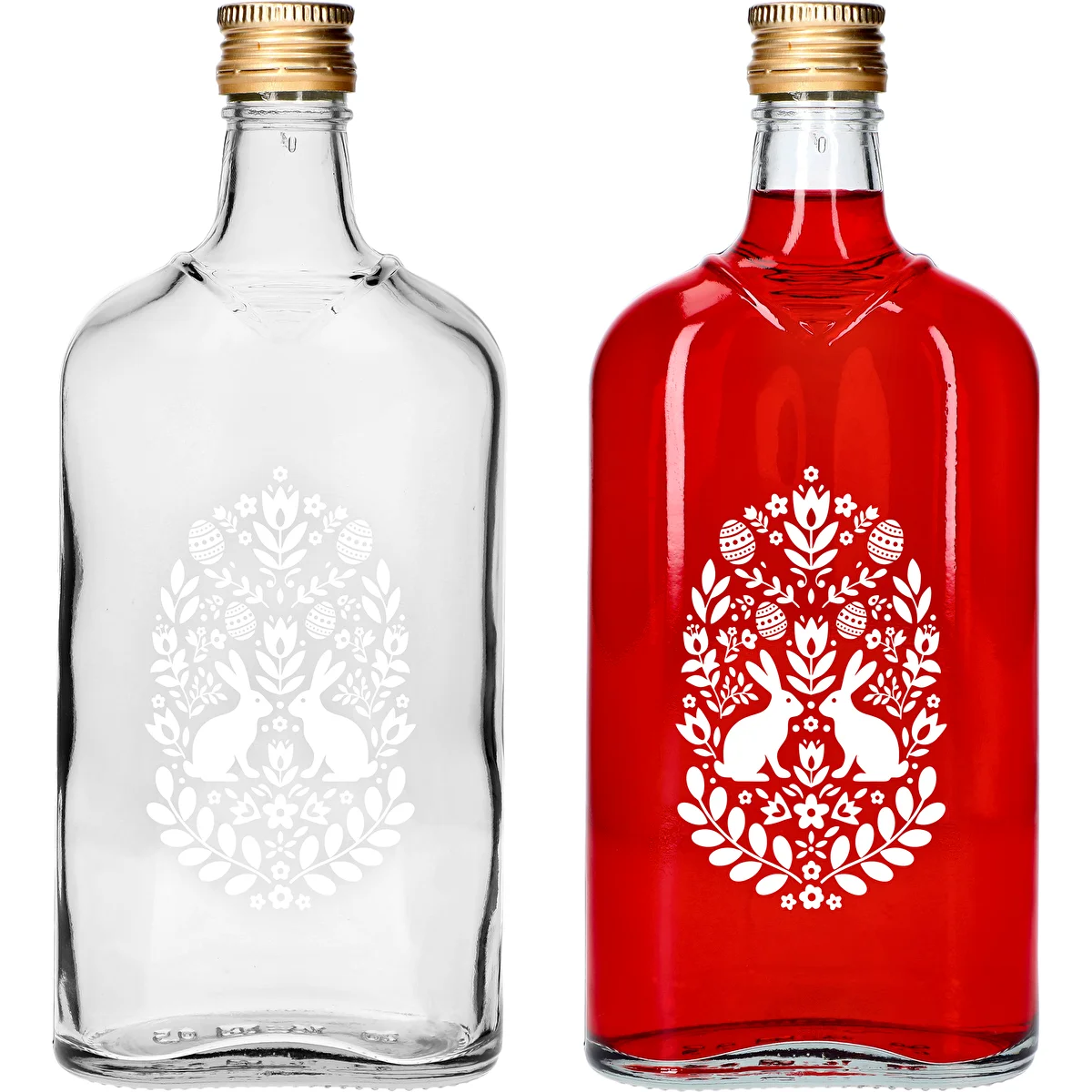Flachmann-Flasche 500 ml mit Schraubverschluss, Aufdruck „Ostern“, 1 St.