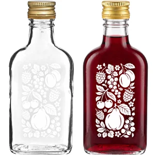 Flachmann-Flasche 200 ml mit Schraubverschluss und Aufdruck „Früchte“, Motiv 2 – photo 2