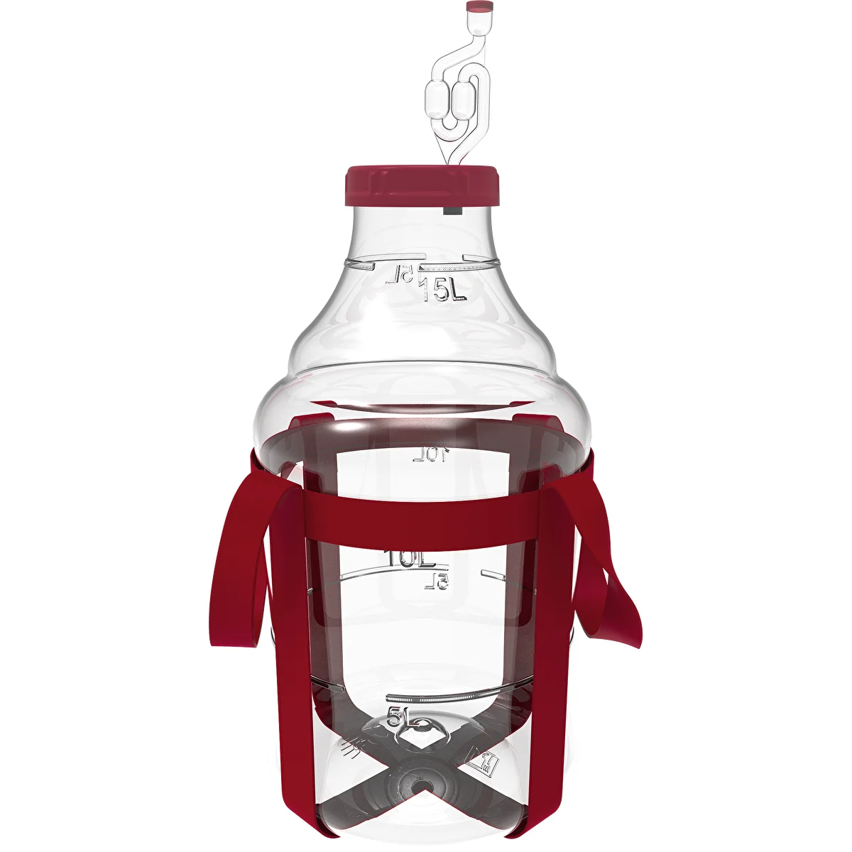 Leichter, bruchsicherer Gärballon für Wein mit Tragegurten, 15 L