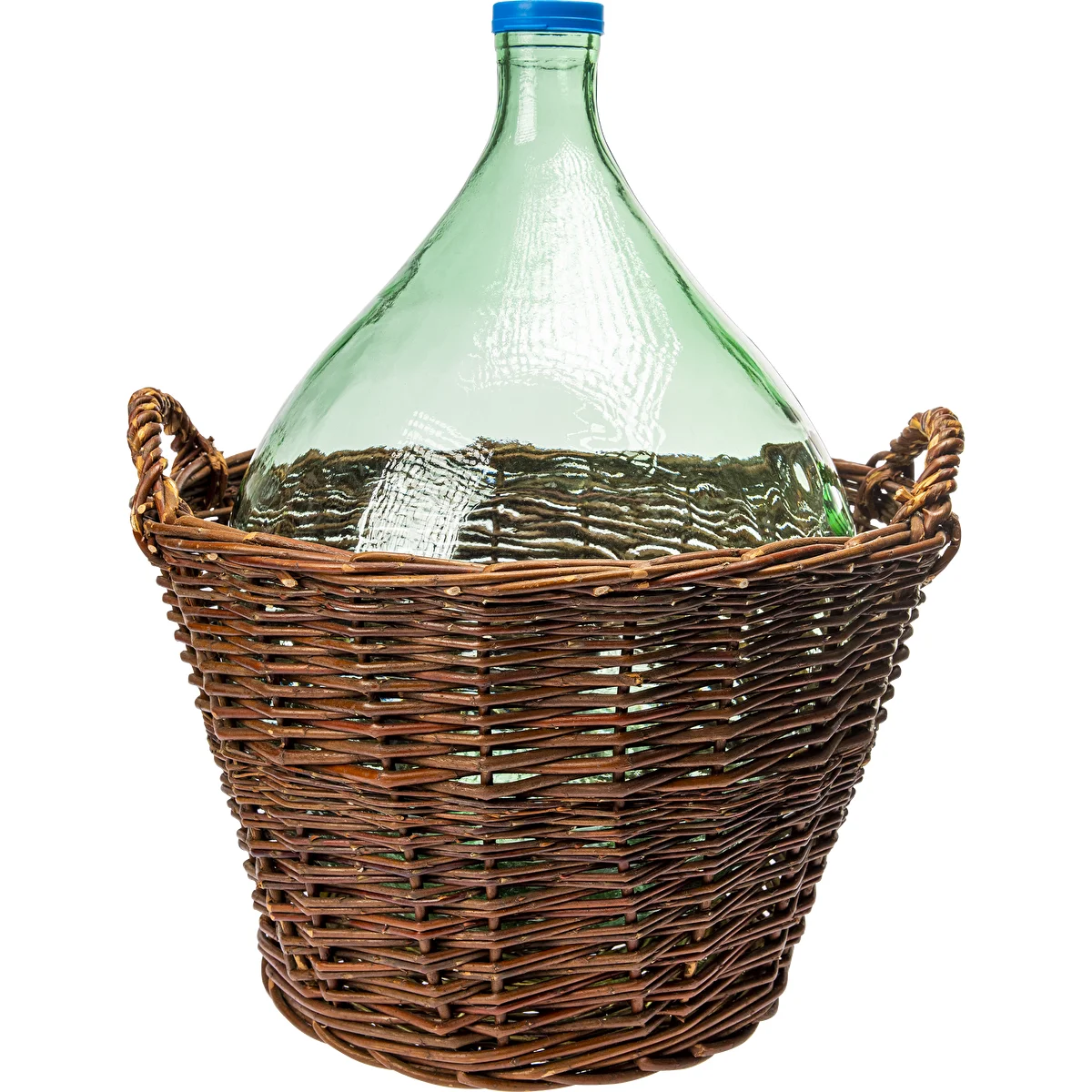 Glasballon 25 L in einem Weidenkorb