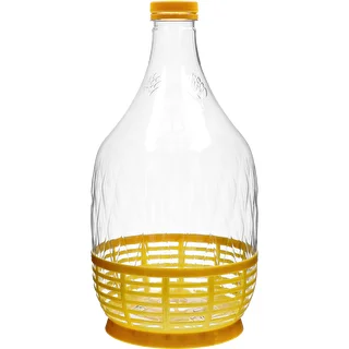 Gärballon (Dame-Jeanne) 5 L PET, mit Schraubverschluss und Tragekorb