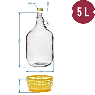 4 x Dama 5 L mit Stopfen, Gärrohr, Schraubverschluss und Korb – photo 10