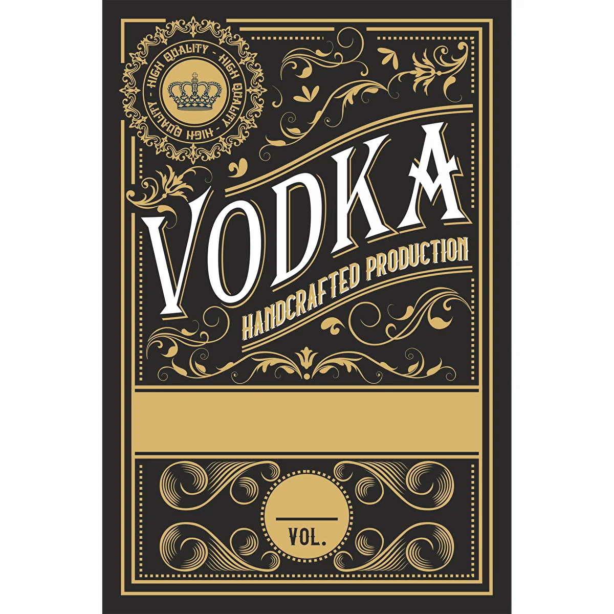 Selbstklebende Etiketten 60x90 mm für Flaschen (z. B. Wodka), schwarz, 20 Stück