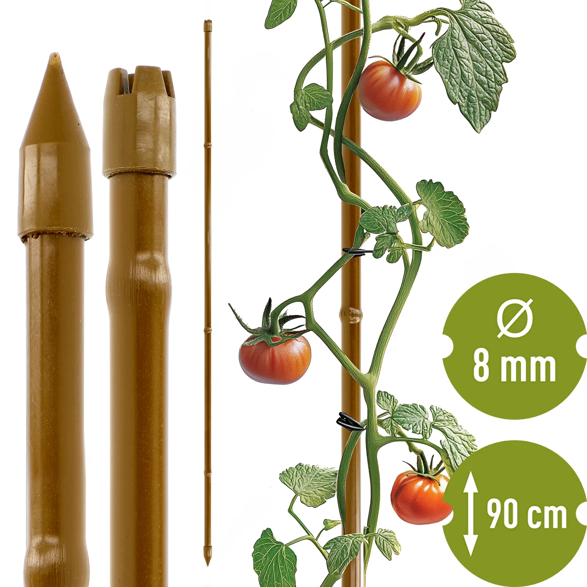 Beschichteter Stahl-Pflanzenstab in Bambusoptik, 90 cm x 8 mm