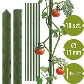 Bioogród Gartenstäbe – beschichteter Stahl, 1,5 m, Ø 11 mm, 10 Stück