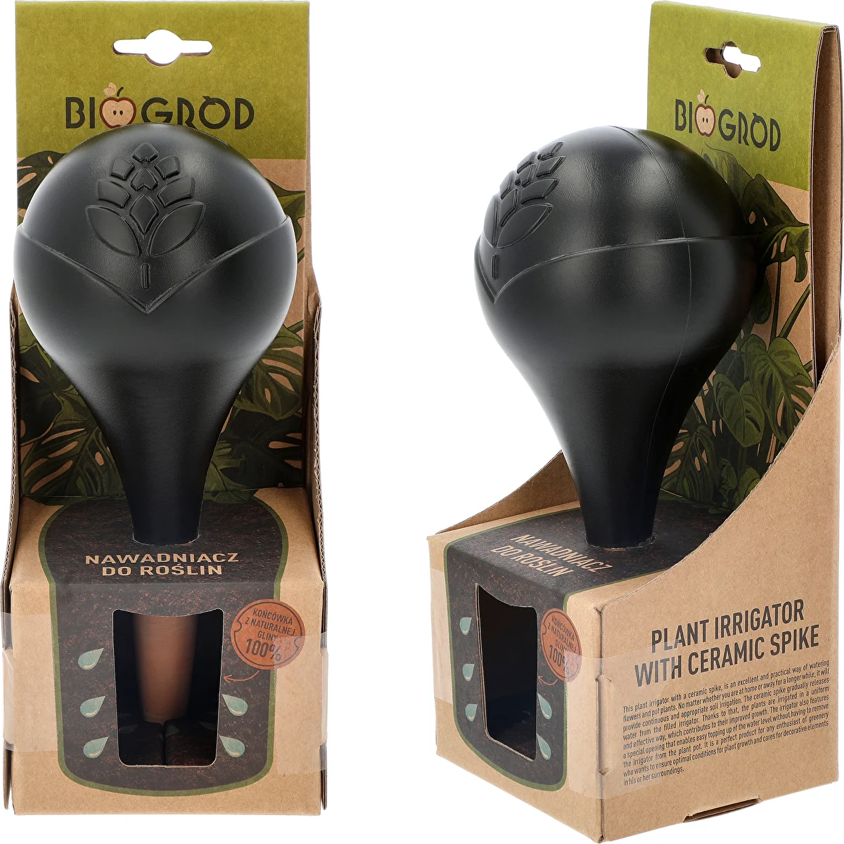 Bewässerungskugel für Pflanzen, mattschwarz mit Keramikkegel (in der Verpackung) 400 ml
