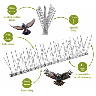 Vogelabwehr-Spikes auf Metallleiste, 10 Stück – photo 3