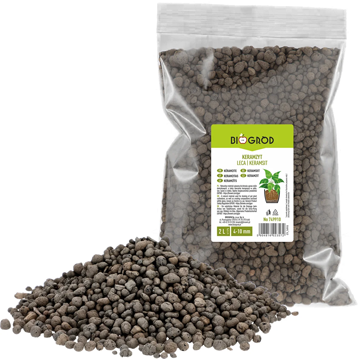 Blähton für Zimmerpflanzen, Gartenbau und Wälder im Glas, 4–10 mm, 2 L