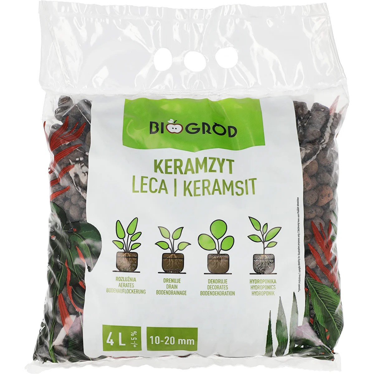 Blähton für Zimmerpflanzen, Gartenbau und Flaschengärten 10–20 mm, 4 L