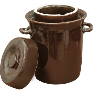 Steingut-Gärtopf 10 l mit Wasserrinne und Deckel – photo 1