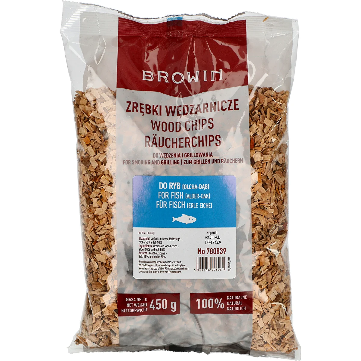 Räucher-/Grillchips, 50% Eiche + 50% Erle, 450 g, Kl. 8