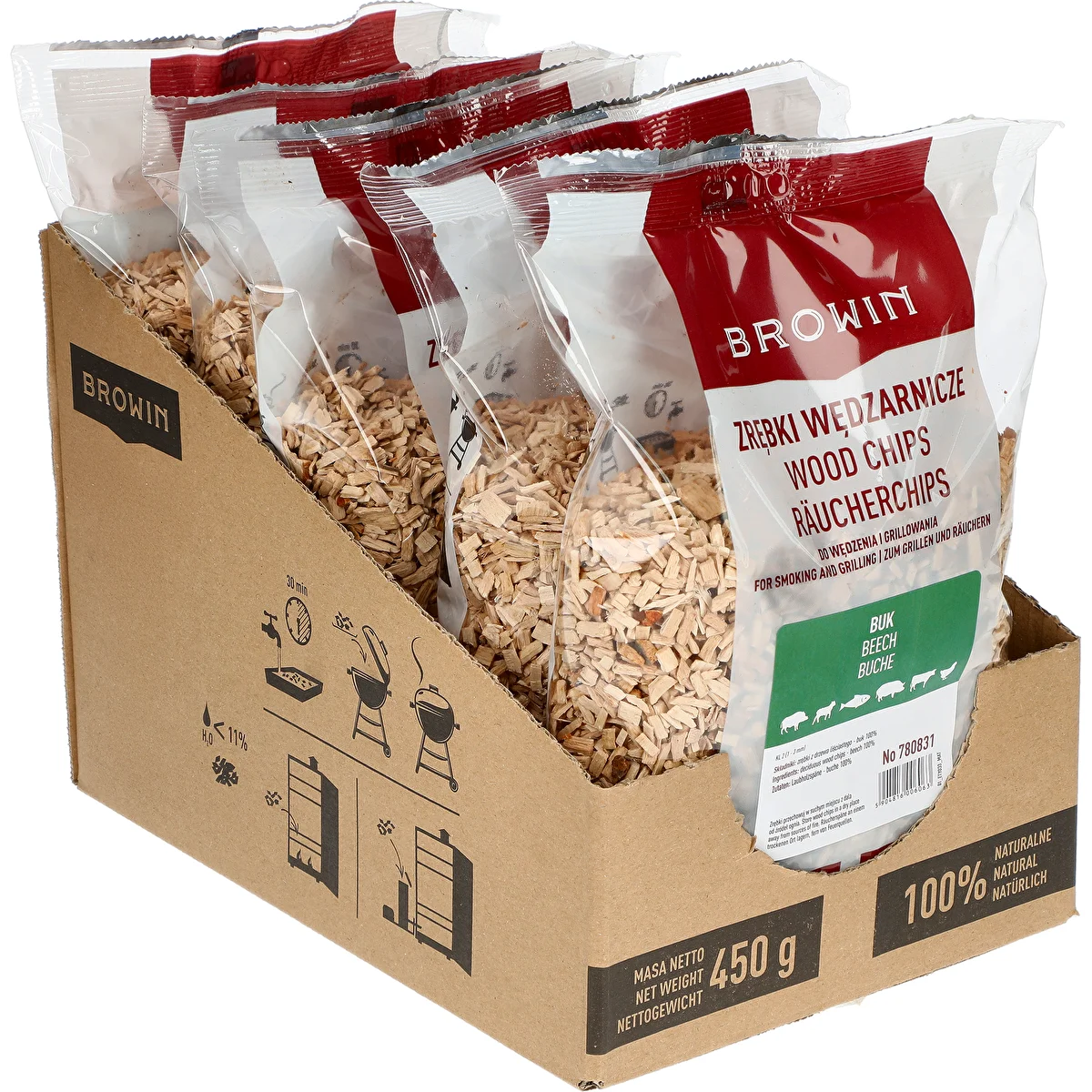 Räucherchips (100% Buche), Klasse 2 - 5 x 450 g
