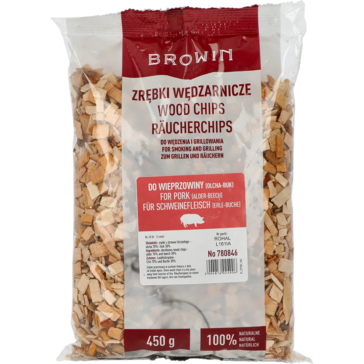 Räucher-/Grillchips für Schweinefleisch – Mix (70 % Erle, 30 % Buche), 450 g, Kl. 10