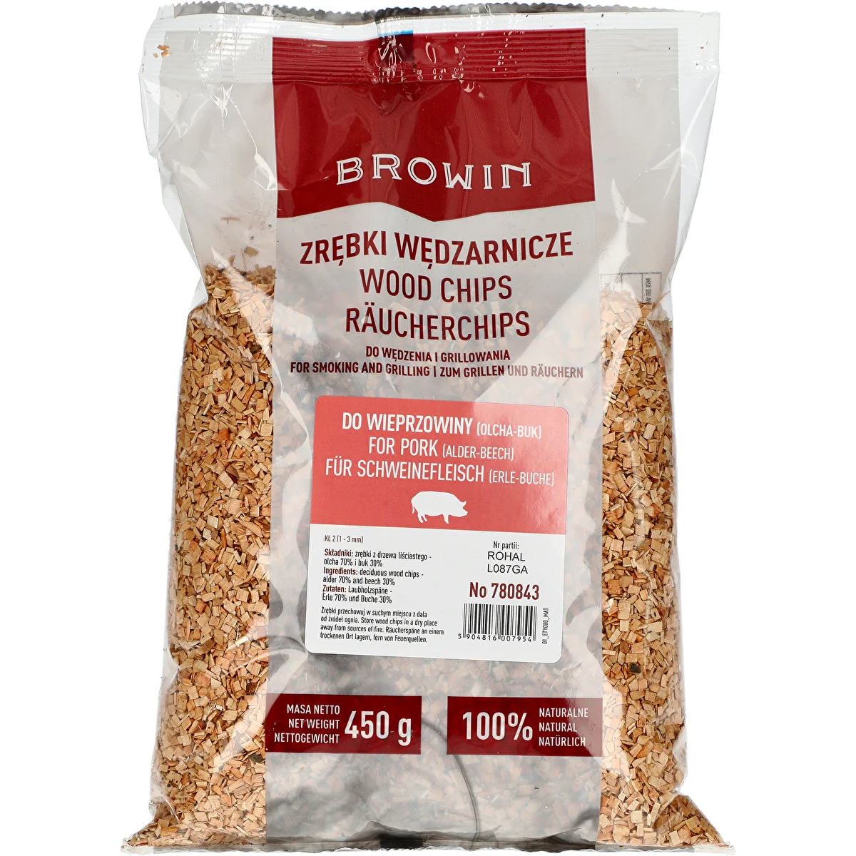 Räucher-/Grillchips 70 % Erle + 30 % Buche, 450 g, Klasse 2