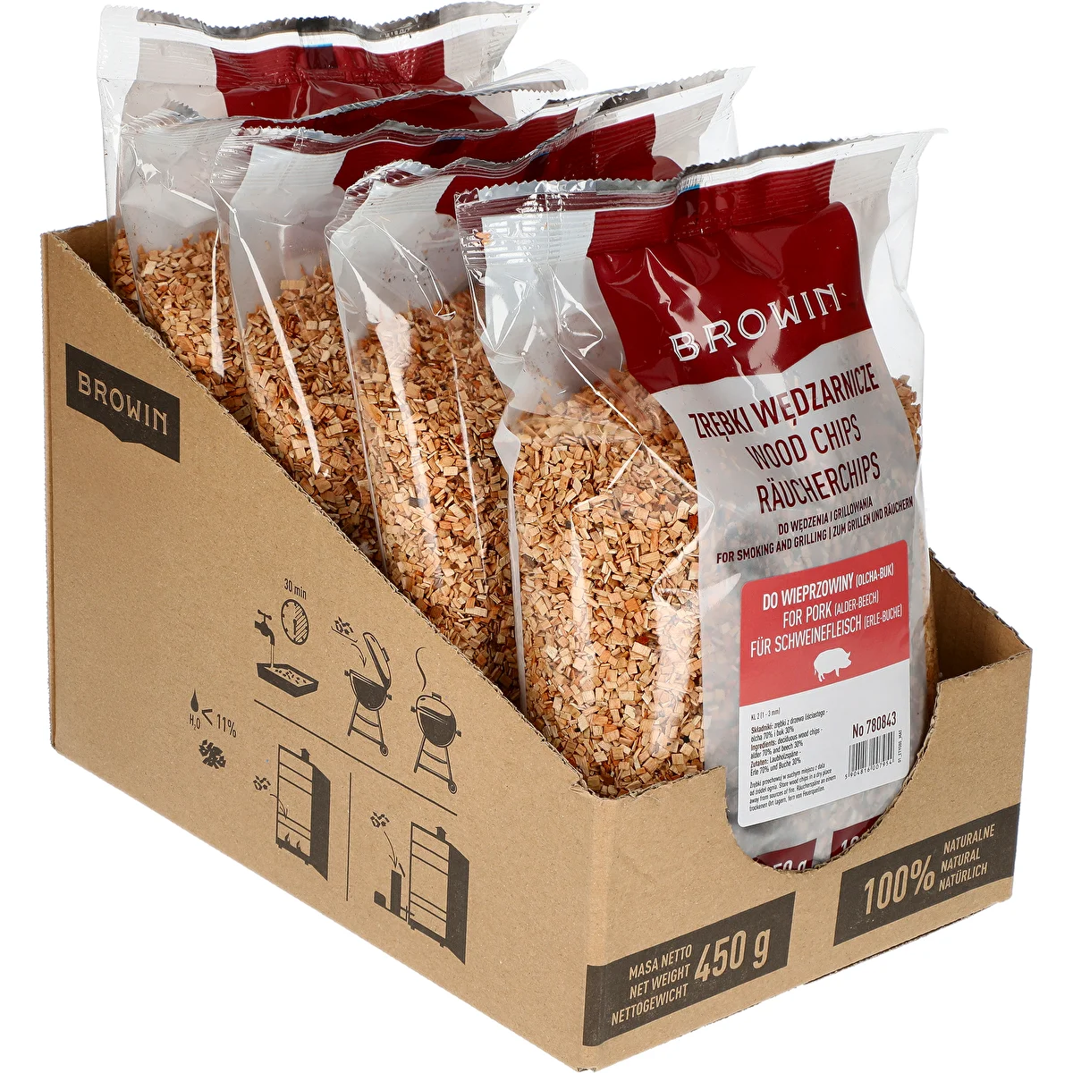 Räucherchips (70 % Erle + 30 % Buche) Kl. 2, 5 x 450 g