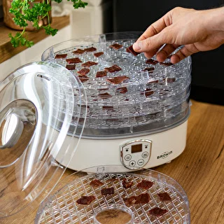 Dörrautomat für Pilze, Obst, Gemüse und Kräuter mit Temperaturregelung, 240 W, transparent – photo 17