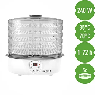 Dörrautomat für Pilze, Obst, Gemüse und Kräuter mit Temperaturregelung, 240 W, transparent – photo 7