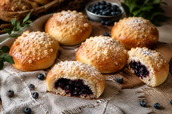 Hausgemachte Jagodzianki – weich, fluffig und voller Heidelbeeren!