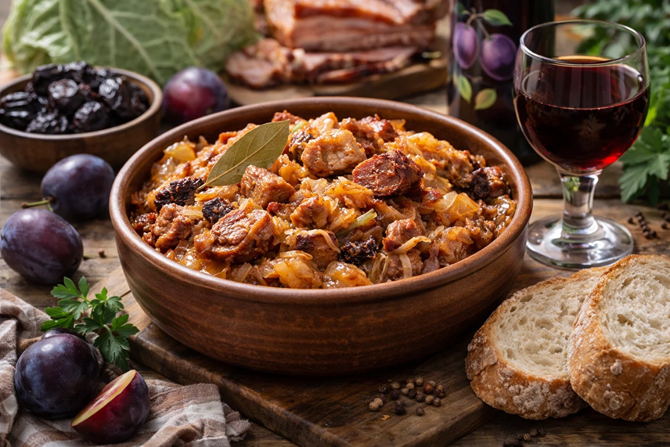 Hausgemachter Bigos mit Pflaumenwein