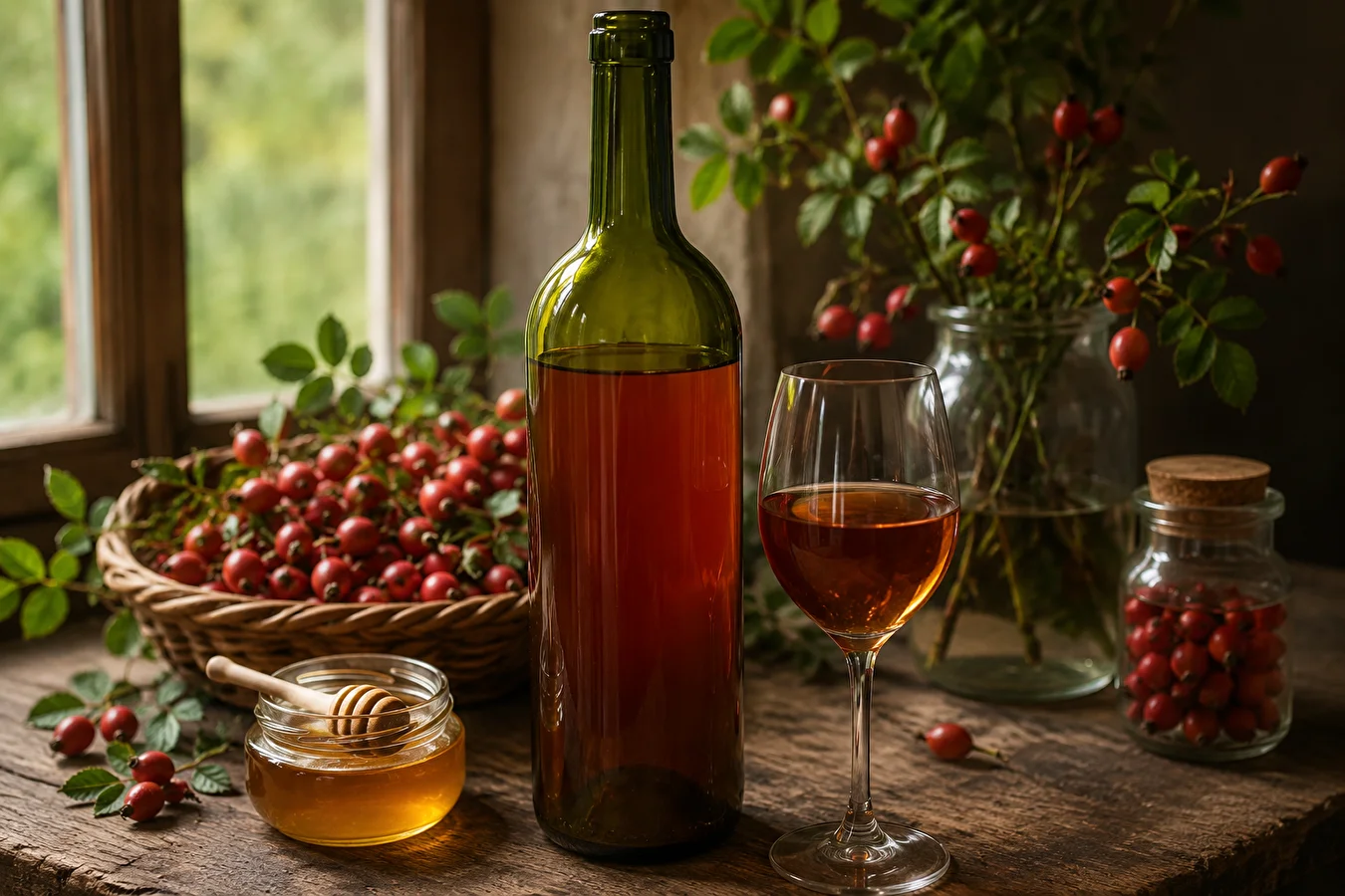 Hagebuttenwein mit Honig