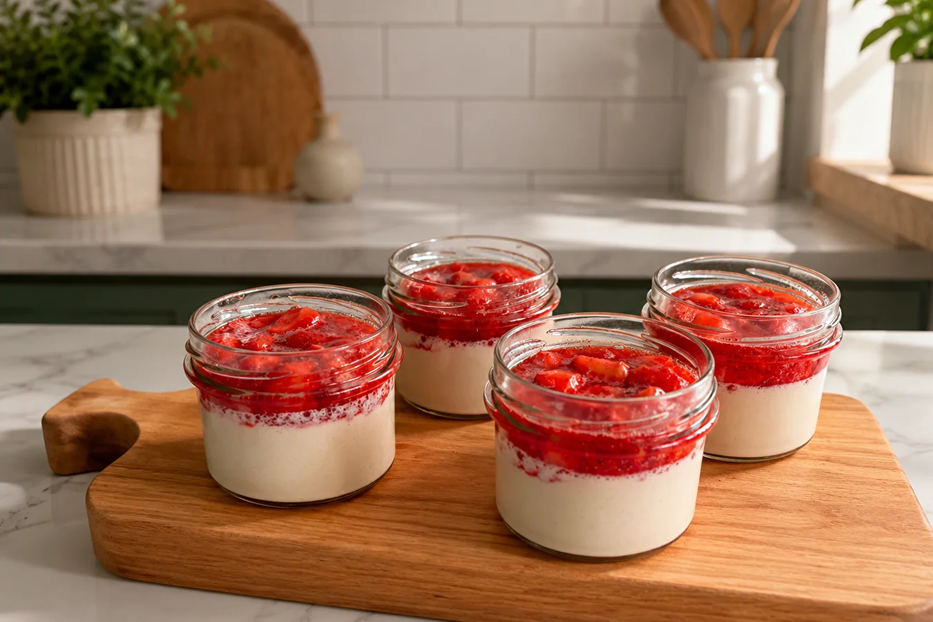 Vegane Panna Cotta mit Erdbeeren