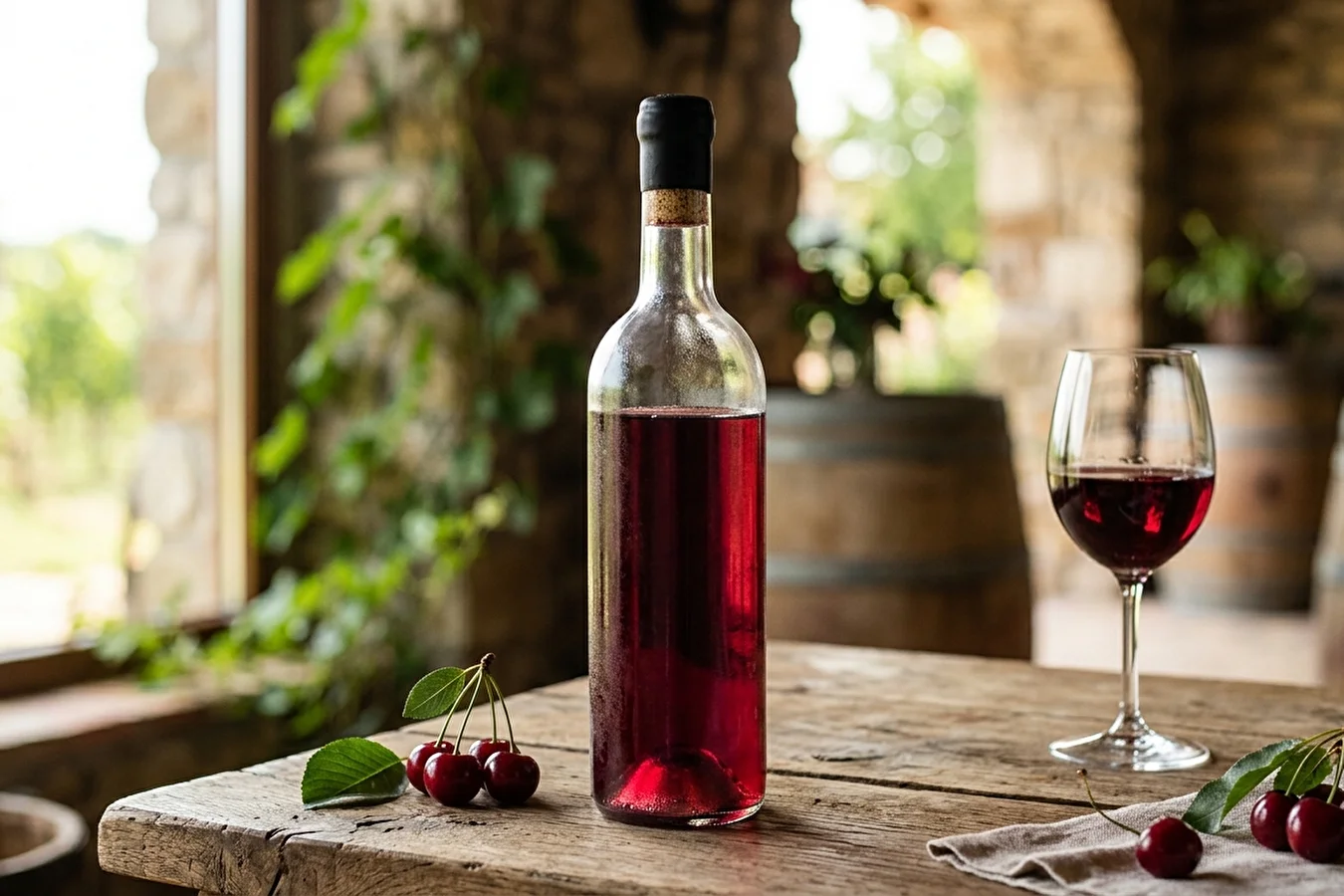 Halbsüßer Wein aus Sauerkirschen und Süßkirschen
